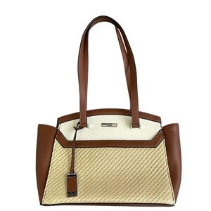 Chaps Jacey Woven Colorblock Tote Handbag Purse Large Everyday